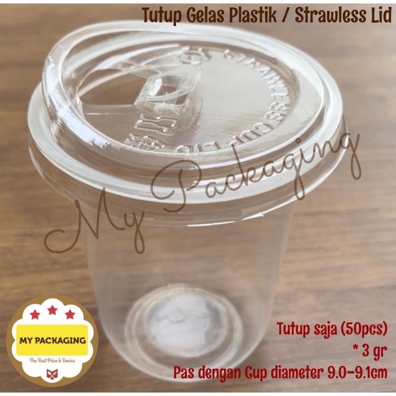 Strawless Lid untuk minuman Cheese Tea / kopi  (harga 50pcs) / Tutup Gelas Plastik OZ