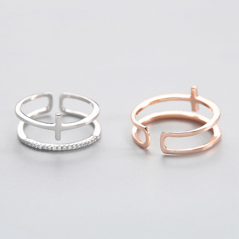 Cincin Sterling Silver 925 Model Double Cross Adjustable Untuk Wanita