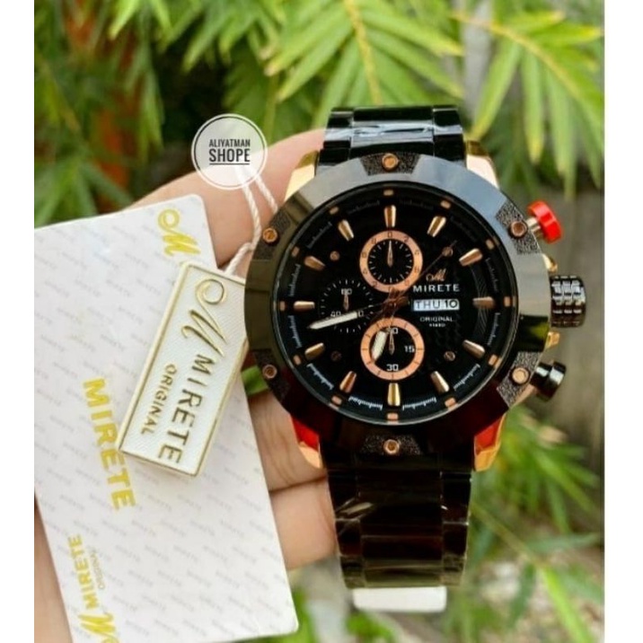 New Series Mirete  - Jam Tangan Pria Analog Spesial Edision Fitur Tanggal Hari Free box Tahan Air Strap Rantai Stainless Mewah Dan Elegan Kekinian Bisa Cod