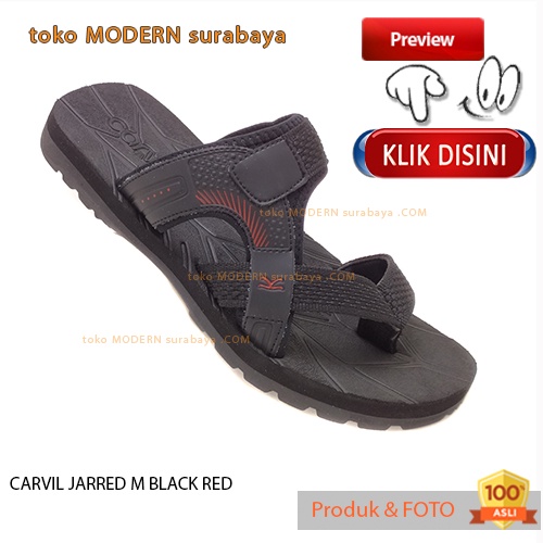 CARVIL JARRED M BLACK RED sandal pria sandal jepit jempol