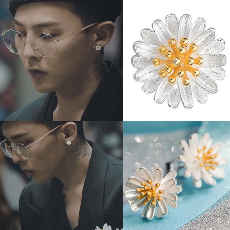 Anting Stud Desain Bunga Matahari Daisy Krisan Bahan S925 Sterling Silver Untuk Perempuan