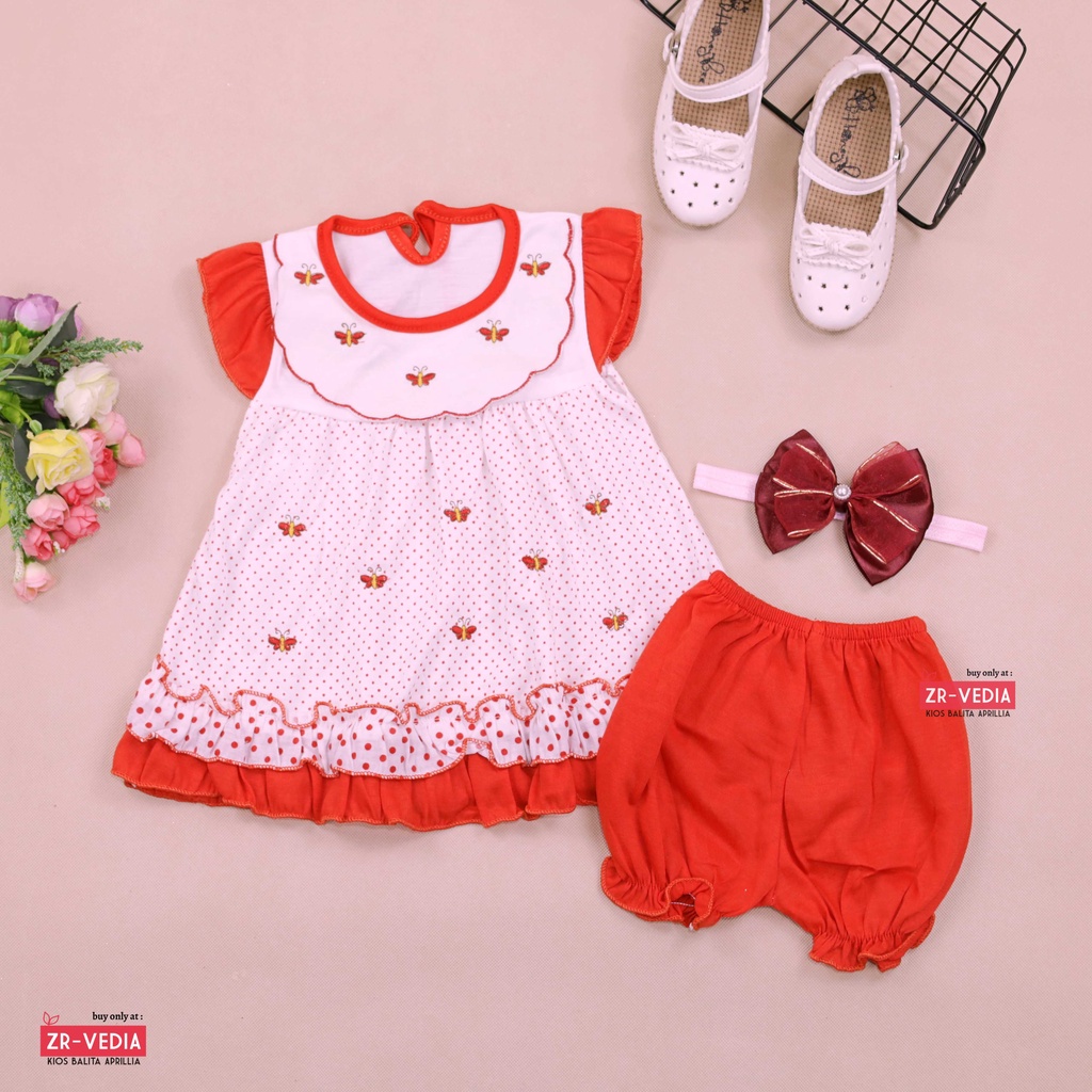 [FREE BANDANA] Setelan Baby Berry 0-12 Bulan / Baju Tidur New Born Set Perempuan Lengan Baby Perempuan Celana Pop ZR Vedia