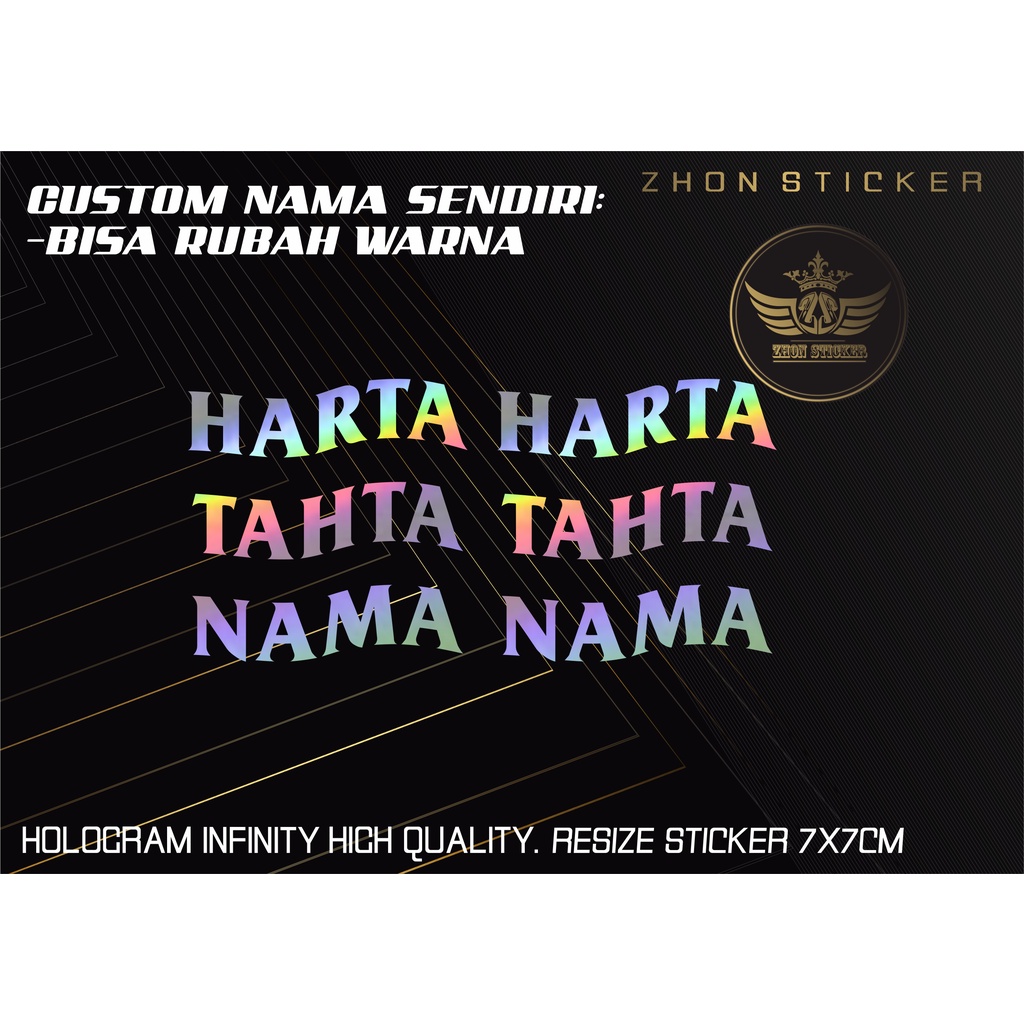 Jual Stiker Harta Tahta Nama Sticker Harta Tahta Custom Nama Sendiri Stiker Hologram Sehari Jadi 0839