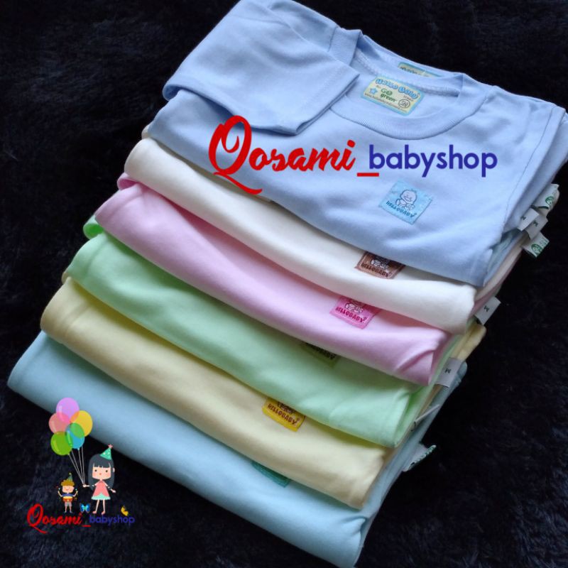 HELLO BABY 3 pcs Kaos Oblong Panjang Bayi Polos Uk S, M, L, XL SNI