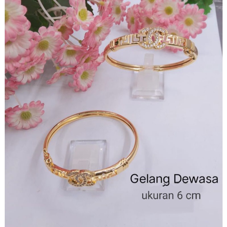 SSdrj01. Gelang tangan xuping wanita lapis emas dgn mata zircon ukuran 6 cm