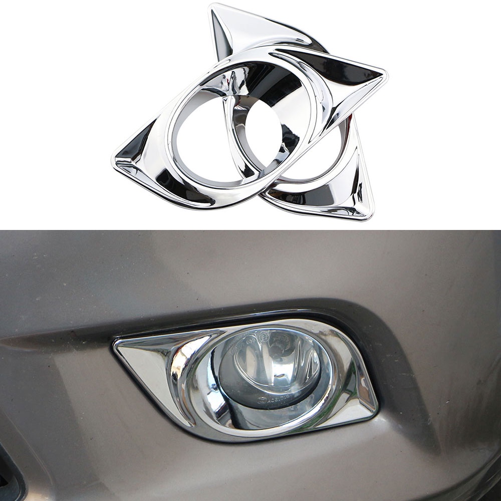 2pcs Stiker Pelindung Lampu Kabut Depan Bahan ABS Chrome Untuk Nissan Sunny N17 Versa 2014-2017