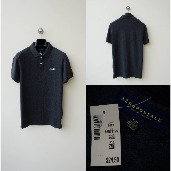 Kaos Polo Shirt Aeropostale - Charcoal A87 Original Big Size XXL Jumbo