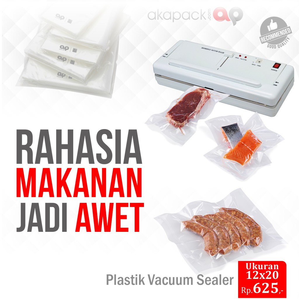 Plastik Vakum Vacuum Bag Polos 12x20 Cm Bahan Nylon