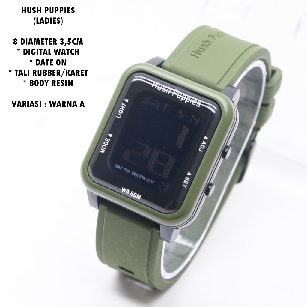 (BISA COD) JAM TANGAN WANITA HUSH PUPPIES TALI RUBBER BODY SEGI TANGGAL AKTIF