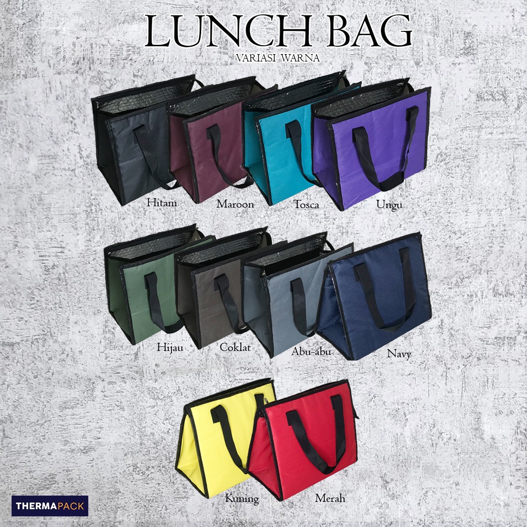 ThermaPack LUNCH THERMAL BAG | Aluminium Tas Bekal | Black Cooler Bag