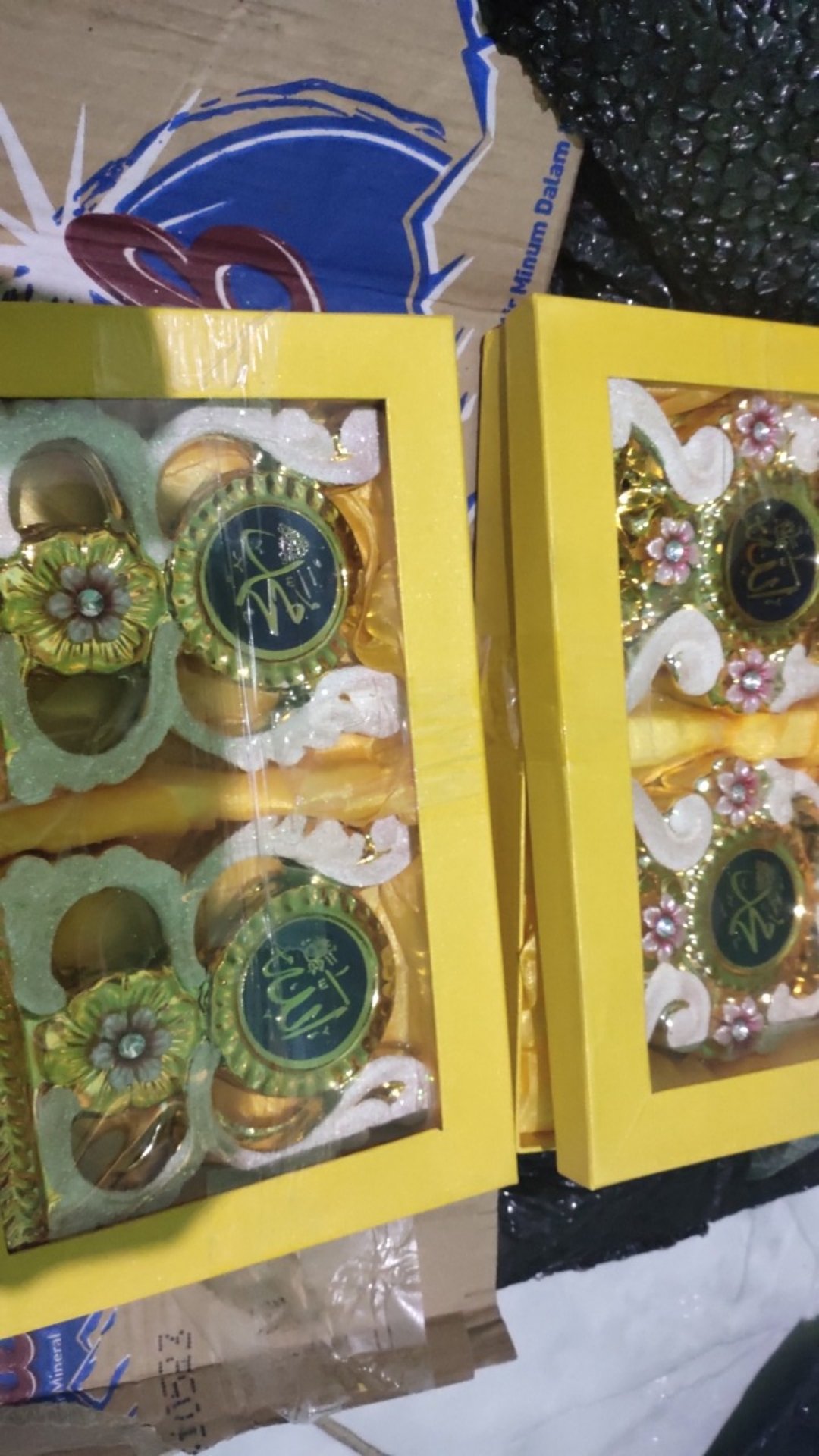 Hiasan Pajangan Keramik Kaligrafi, Hiasan Keramik Allah Muhammad Gold 1 Set