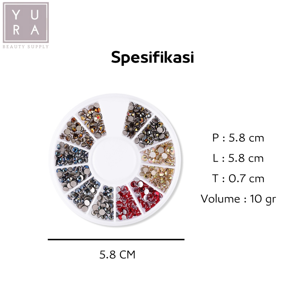 RHINESTONES WHEEL COLOR 3D Hiasan kuku palsu multicolor swarovski nail art DIY case