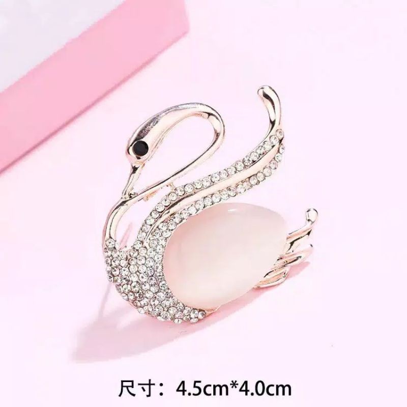 Brooch swan / fashion aksesoris bros angsa permata kristal diamond imitasi import premium