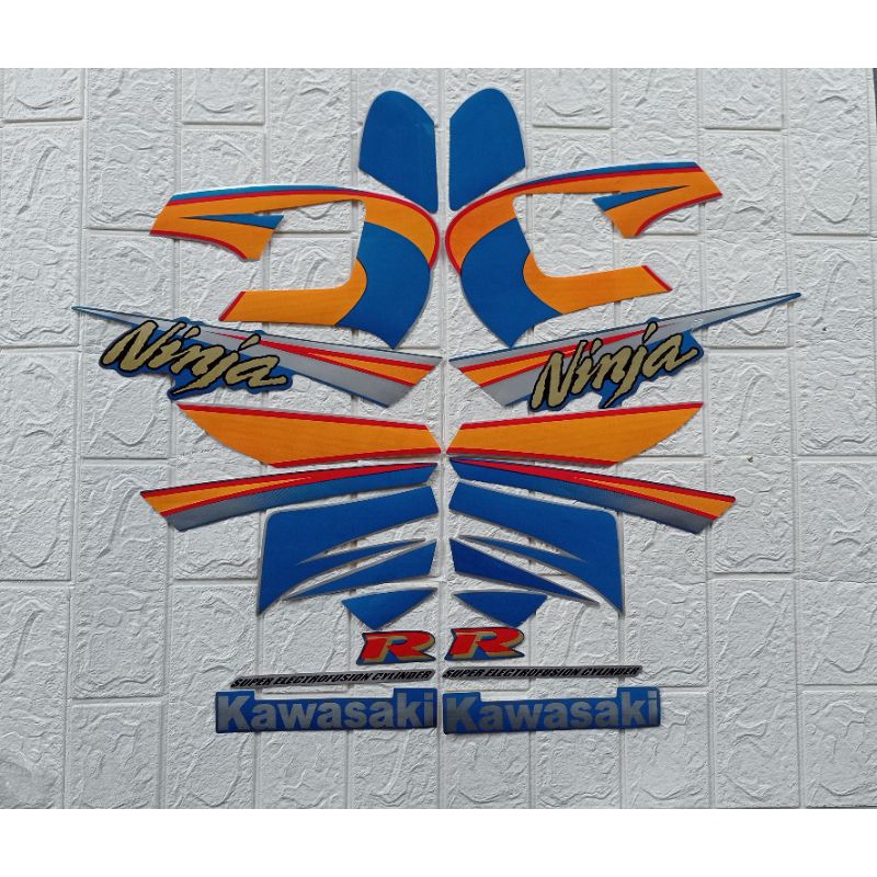 Striping stiker lis body kawasaki ninja r lama kis 2003 2004 2005 hijau oren merah hitam
