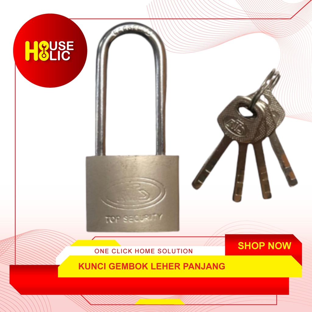 Gembok Pelor Pagar Besi / Kunci Gembok Leher Panjang / Iron Padlock