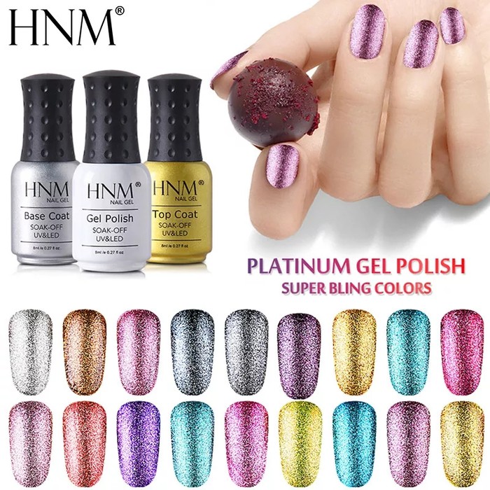 HNM 8ML Glitter UV Gel Nail Polish / Kutek Gel / Cat Kuku Gel Bling