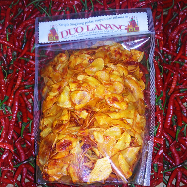 

Keripik singkong pedas 100 % cabe ASLI @500 gr