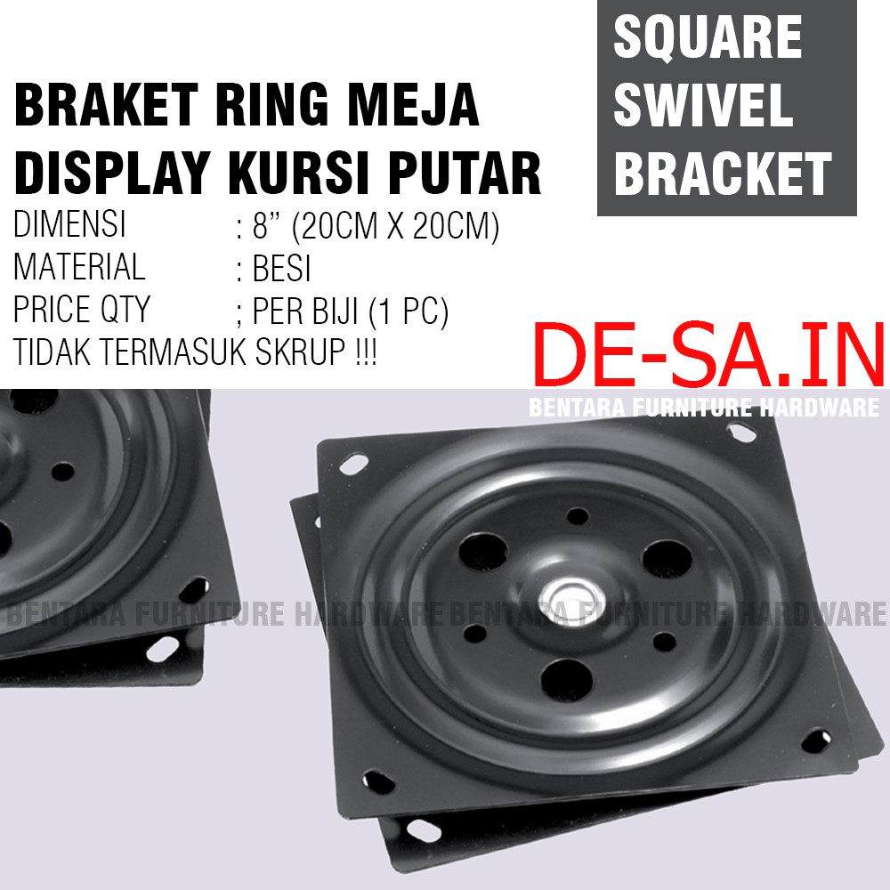 20CM Braket Ring Meja Putar Besi Persegi 8 Inchi - Kursi Etalase Display Kue Lazy Susan Kolaher