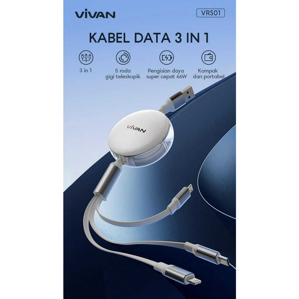 Vivan VRS01 3 in 1 Fast Charging Kabel Cable Micro USB-C Lightning