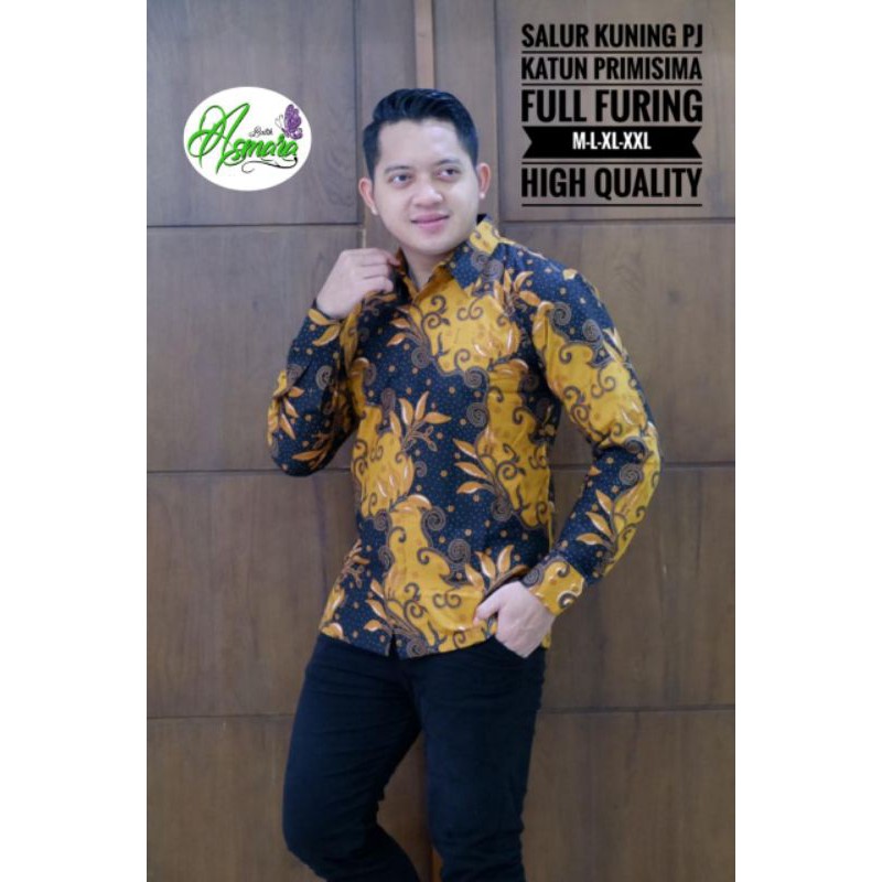batik pria SALUR KUNING kemeja batik pria full furing batik solo premium harga grosir