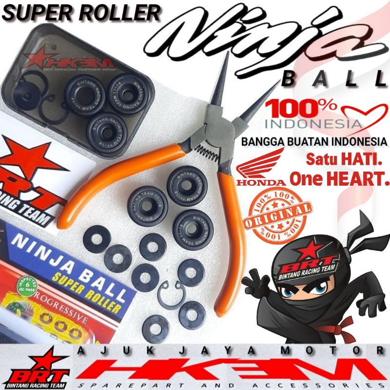 BRT PAKET UPGRADE CVT HONDA MATIC ROLLER RACING NINJA BALL + VANBELT RACING BELT BRT BEAT SCOOPY SPA