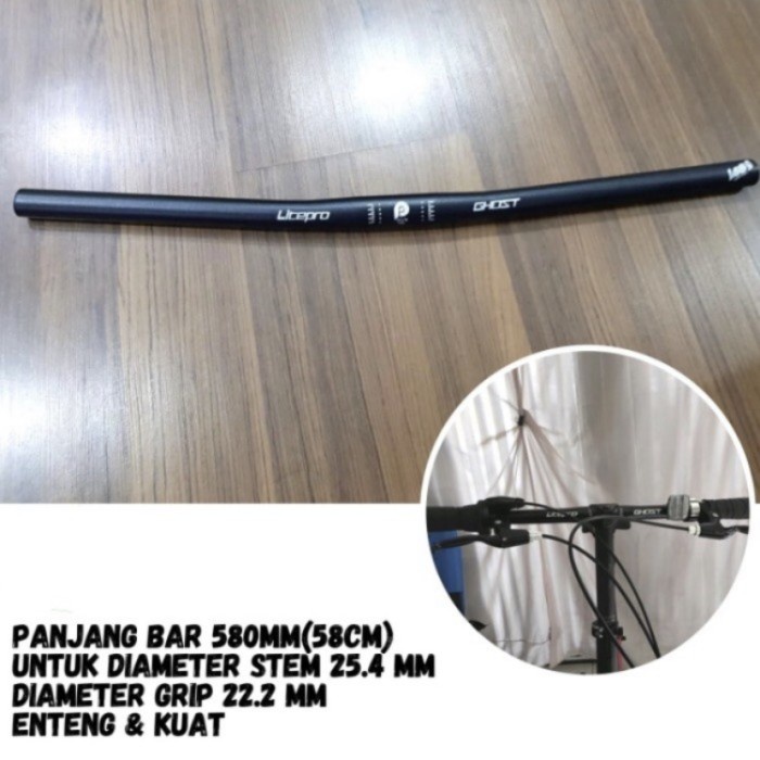 Handlebar LITEPRO GHOST flat 25,4x580 mm Stang Sepeda Lipat