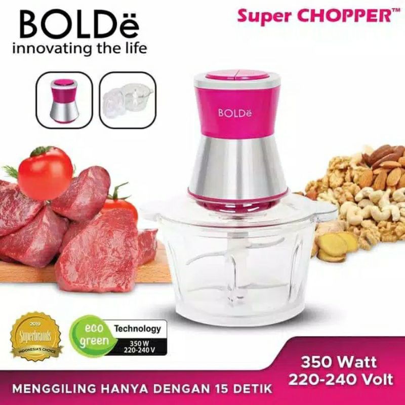 Food Chopper Bolde Gilingan Daging Bolde Pencincang Daging Bolde Penggiling Bolde Chopper 2 Liter Chopper Gelas Kaca Bolde