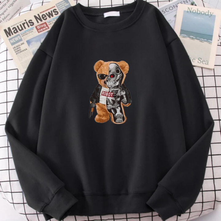 Basic Sweater Dewasa Beruang Robot Print DTF standar Distro