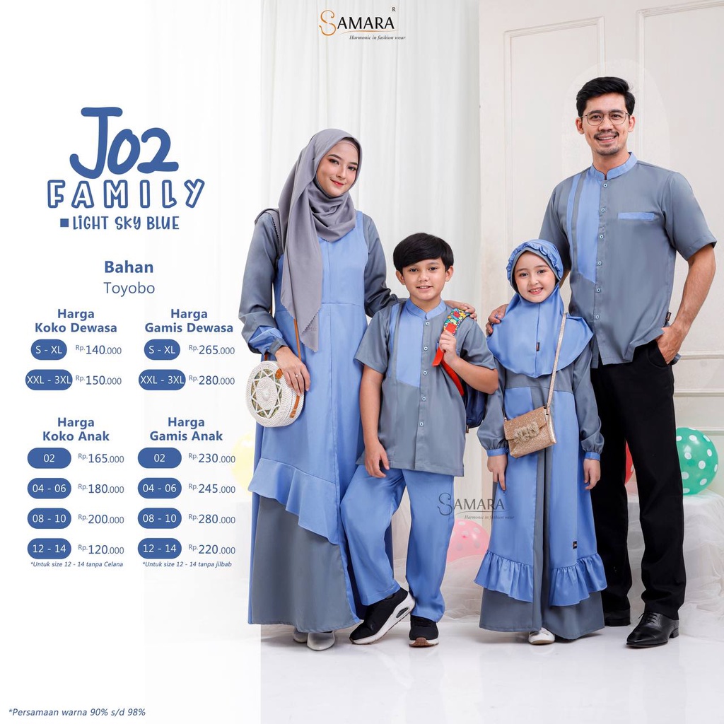 SARIMBIT KELUARGA GAMIS SAMARA BAJU SERAGAM KONDANGAN SAMARA J02 LIGHT SKY BLUE GAMIS COUPLE PASANGA