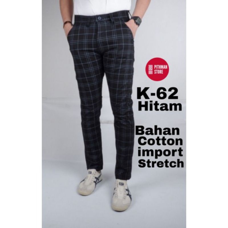 Celana Tartan Original Premium Distro Pria Model Pensil Bahan Cartoon Streer Melar Celaan Cowo Warna Hitam Dan Navy Tartan Panjang Ukuran Standar