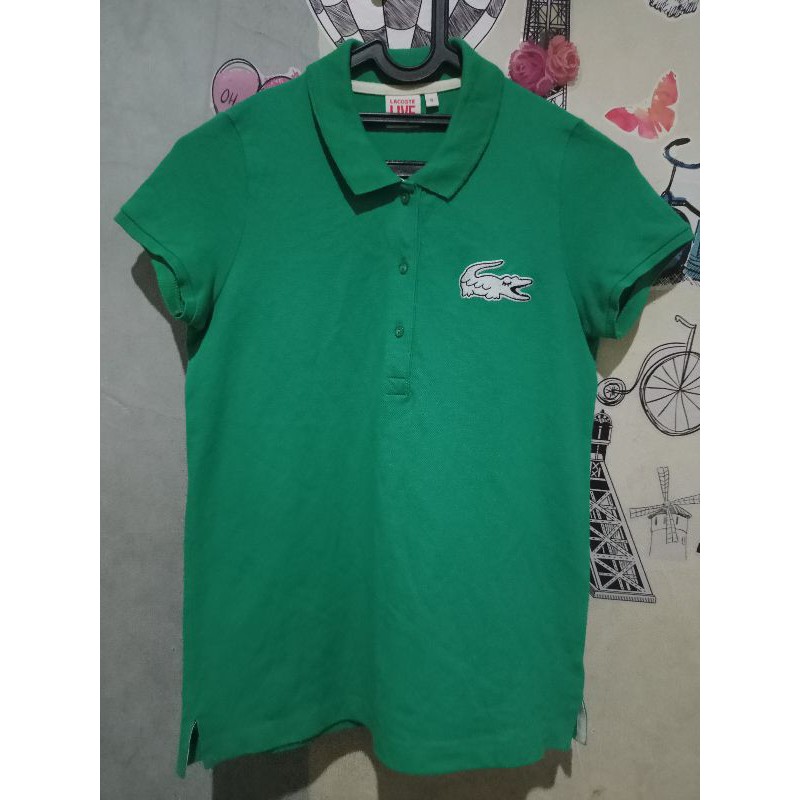 Polo Shirt Lacoste Cewek Big Logo Like New Second Original