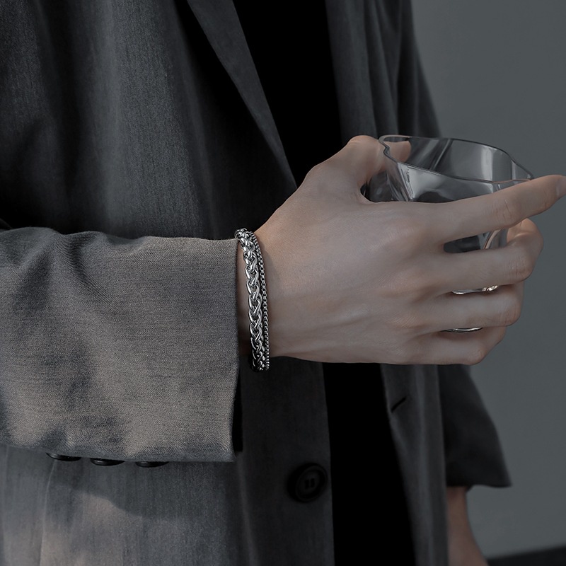 [Z H Perhiasan] Hip Hop Rock Retro Pria Fashion Kuba Stainless Steel Gelang Pesta Perhiasan Aksesoris 16 Cm/18 Cm/21 cm