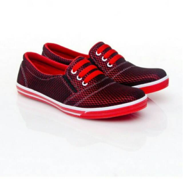 Yutaka Sepatu Kets Hitam-Merah Sneakers