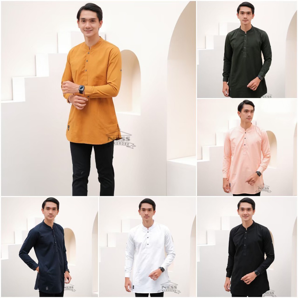 Jual Baju Muslim KURTA LENGAN PANJANG PLAIN COLOUR FULL COTTON Shopee