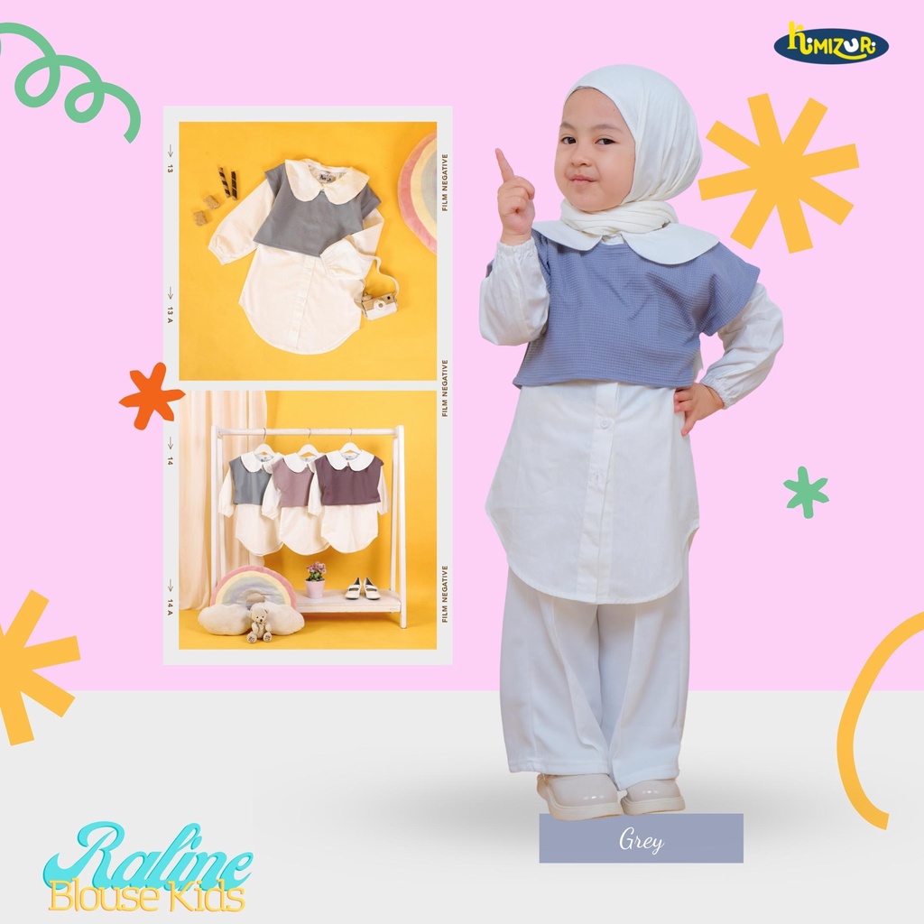 Kimizuri - Raline Blouse Kids Grey - Blouse Anak Usia 2-5 Tahun Warna Abu
