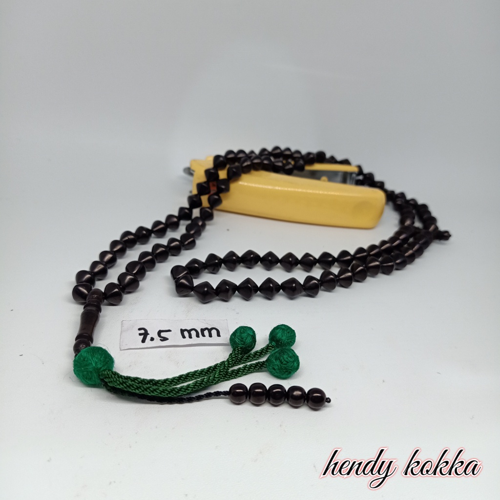 5pcs tasbih 99 kokka kaukah kaokah wajik rumbai 7,5mm hitam