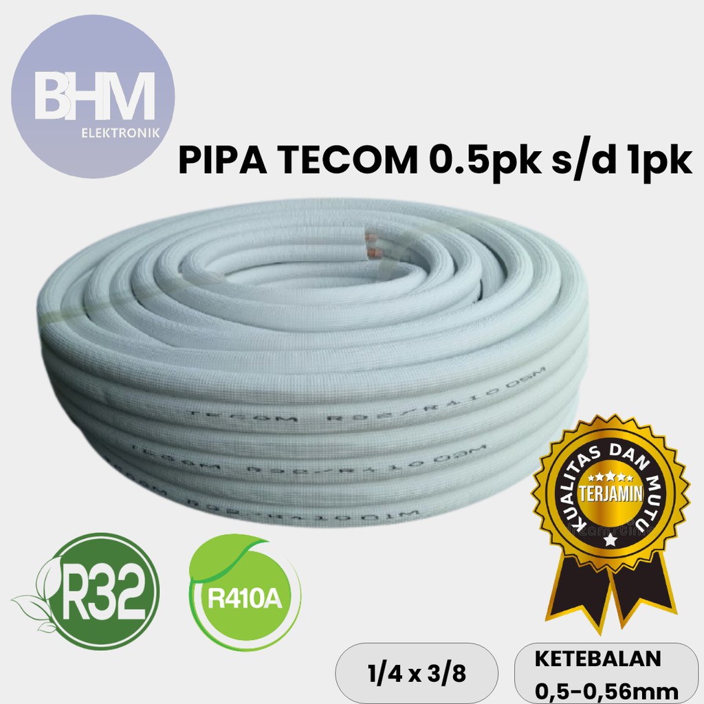 (PENAMBAHAN)Pipa AC Tecom Pipa AC 1/2-1PK Pipa AC R32 R410 Berkualitas Harga Permeter