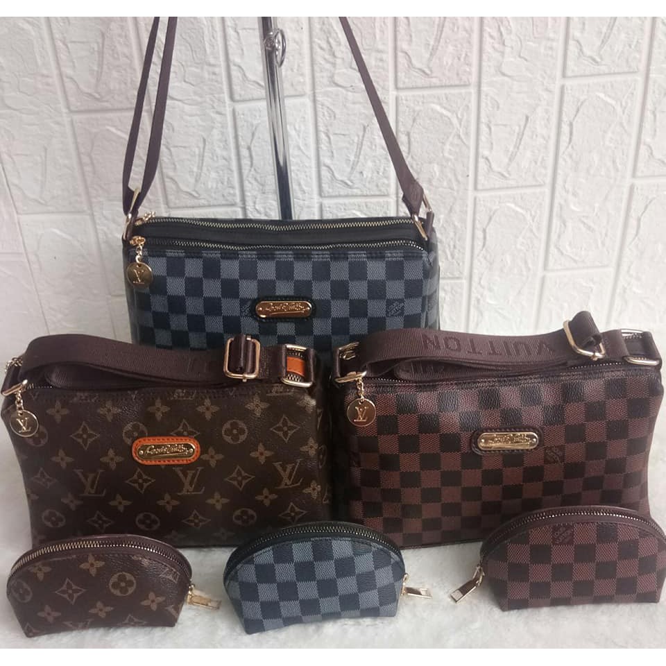 tas slempang wanita / tas slempang Lv kardashin 2 ruang full embos