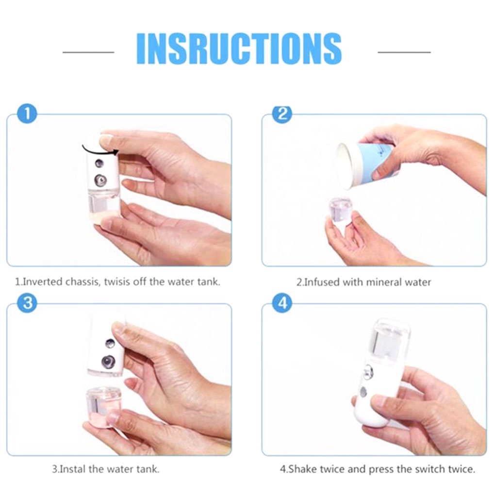 Nano spray bisa di cas usb portable mist spray Mini Nano Sprayer Mist Face Hydrating Handheld Portable Water Spray Humidification humidifier spray bottle Face Moisturizing Sprayer USB Rechargeable Air Humidifier Portable Handheld Water Atomizer 30ml huite