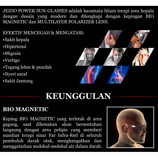 (Gratis Ongkir) Jeido Power Sunglasses – Kacamata Terapi Bio Magnetik