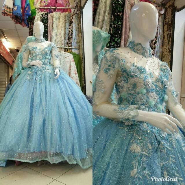 Gaun Pengantin Baby Blue Ekor