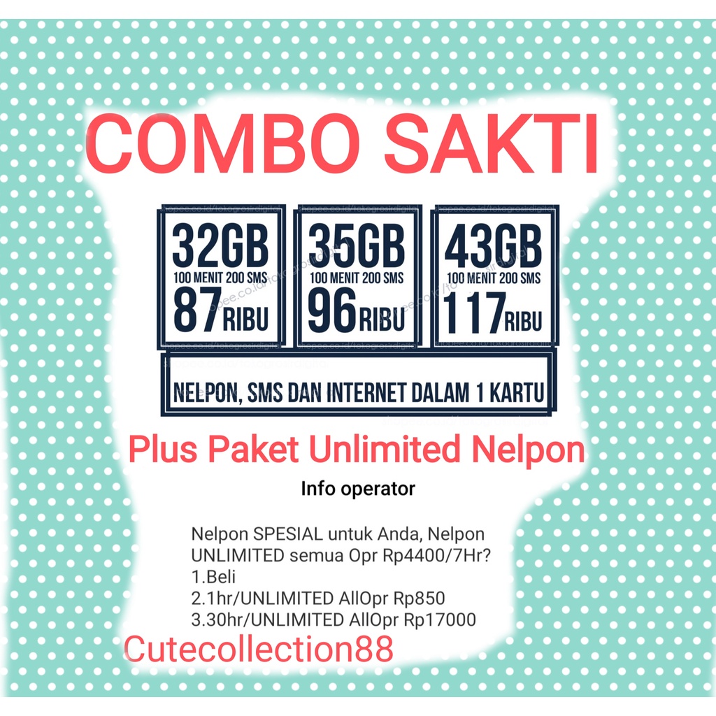 Kartu Bahan Combo Sakti Internet dan Paket Nelpon Unlimited