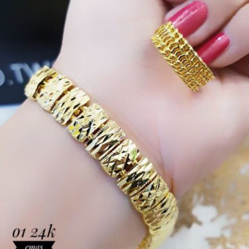 Xuping gelang dan cincin lapis emas 24k 1516m