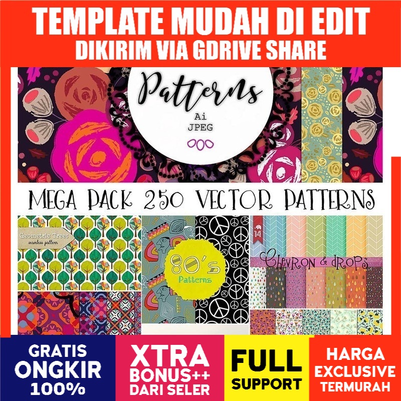 Mega Pack 230 Vector Seamless Patterns - JPEG Ultra HD