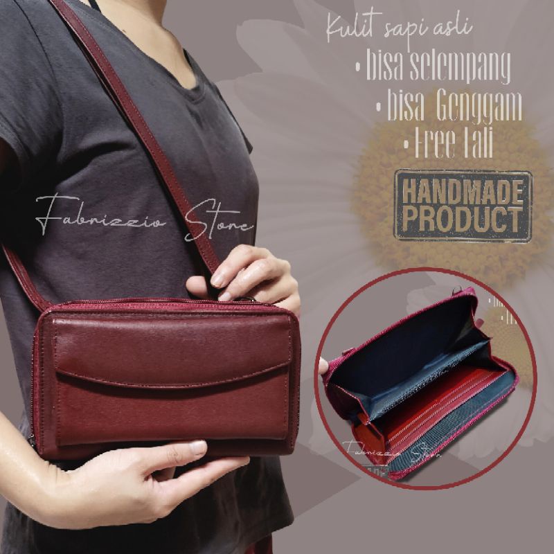 handbag wanita pouch kulit asli