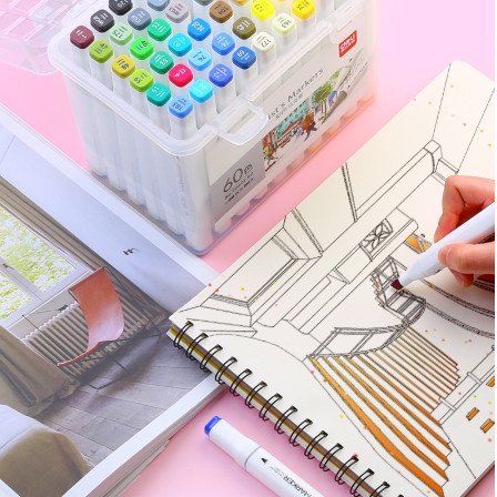 

Hemat Deli Mark Pen Set 24 Color Dual Head Markers Pen Terbatas
