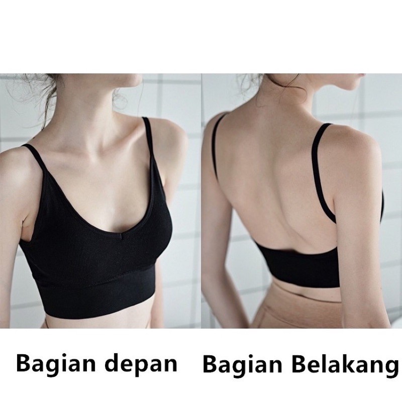 3SP | UW18 Bra Sport Push Up Gaya Korea Elastis Untuk Wanita Bra Bralette Push Up V-Neck Korea Tanpa Kawat