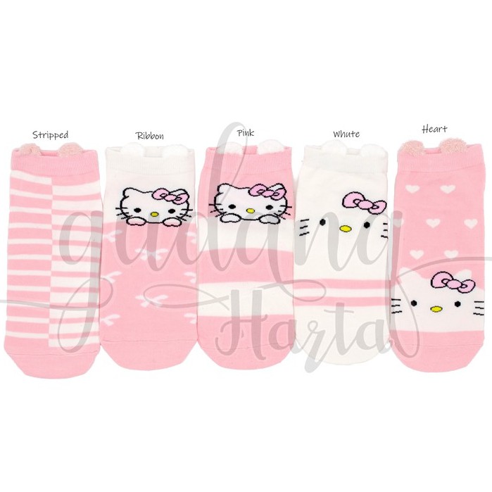 Kaos Kaki Pendek Wanita Pink Kity Series Hidden Socks Kucing Unik GH 103053