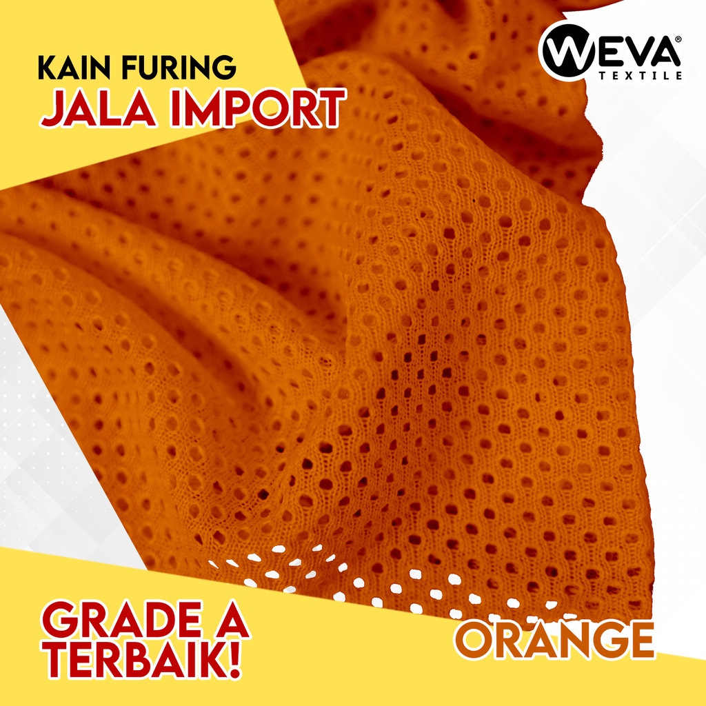 Bahan Kain Jala Kain Mesh Jaring Dalaman Jaket Orange
