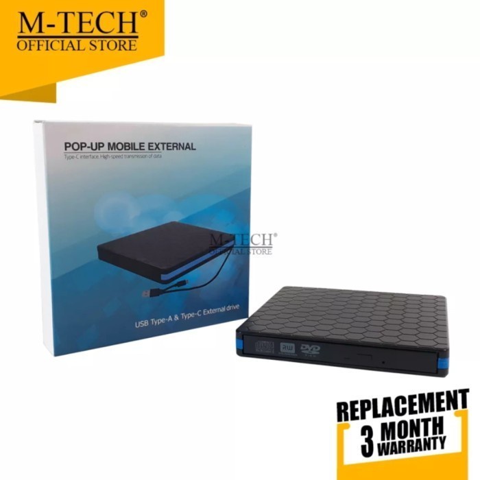 M-TECH DVD External USB Type C DVDRW eksternal Laptop - DVDRW-USB3TC